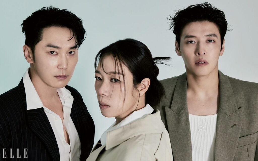 Kang Ha Neul, Yeom Hye Ran, dan Seo Hyun Woo, pemeran film “Wall to Wall”. (sumber foto: elle.co.kr)