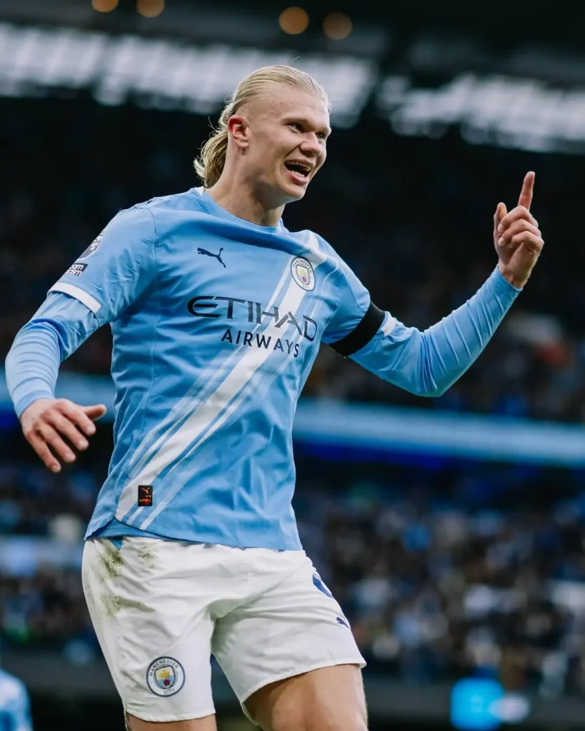Erling Haaland merayakan gol Manchester City saat derby melawan Manchester United. (instagram.com/mancity)