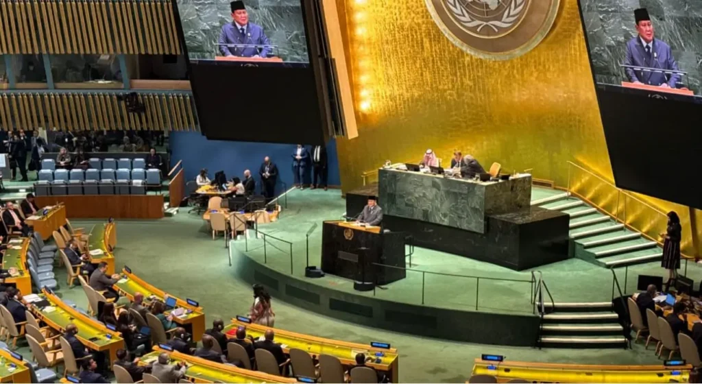 Presiden Prabowo Subianto berpidato di forum PBB dukung pengakuan Palestina. (BPMI Setpres)