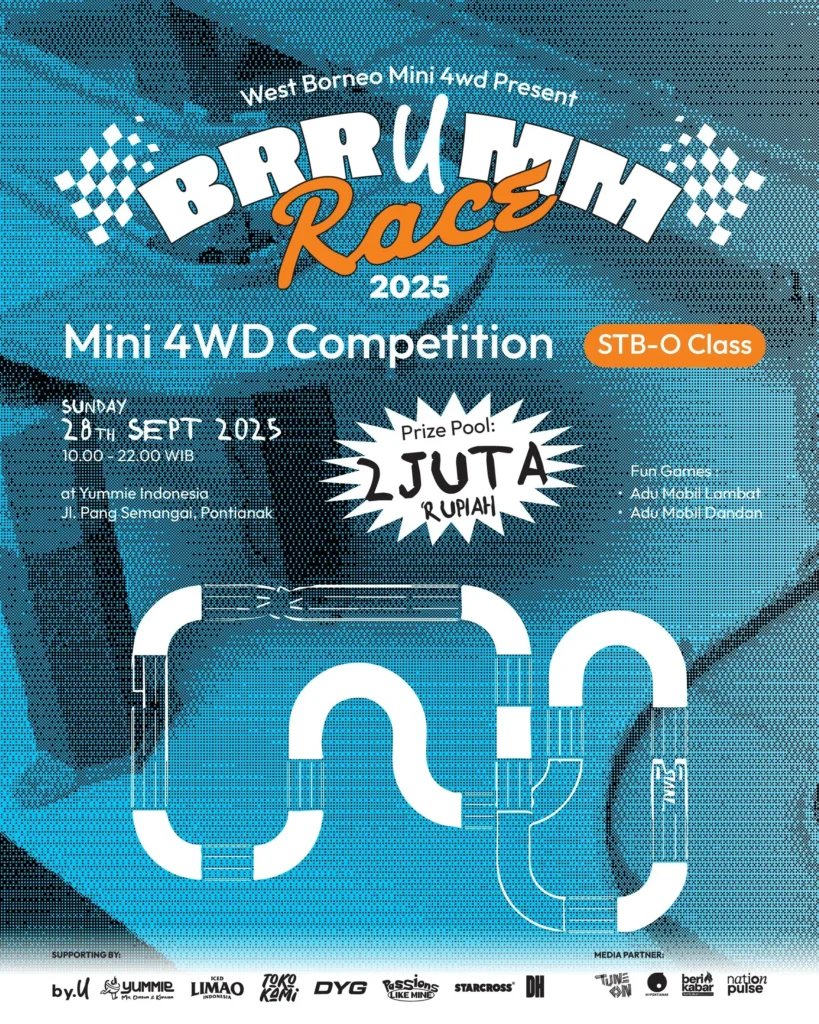 Poster brrUmm Race 2025 Pontianak ajang balap Mini 4WD #GakGituGituAja