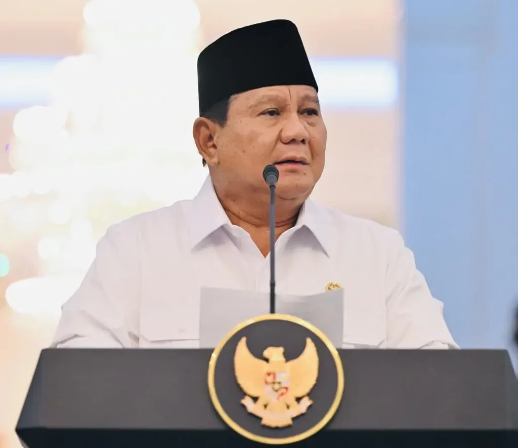 Presiden Prabowo Subianto saat konferensi pers di Istana Negara (presidenri.go.id)