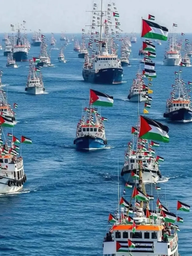 Kapal Vicdan memimpin Koalisi Armada Kebebasan membawa bantuan kemanusiaan ke Jalur Gaza. (x.com/3alafikra)