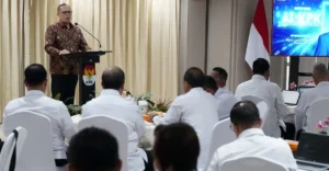 Wakil Ketua KPK Agus Joko Pramono berbicara dalam Workshop Eksekutif “AI x KPK: Saatnya KPK Melangkah Lebih Cerdas” di Gedung Merah Putih, Jakarta. (Dok.KPK)