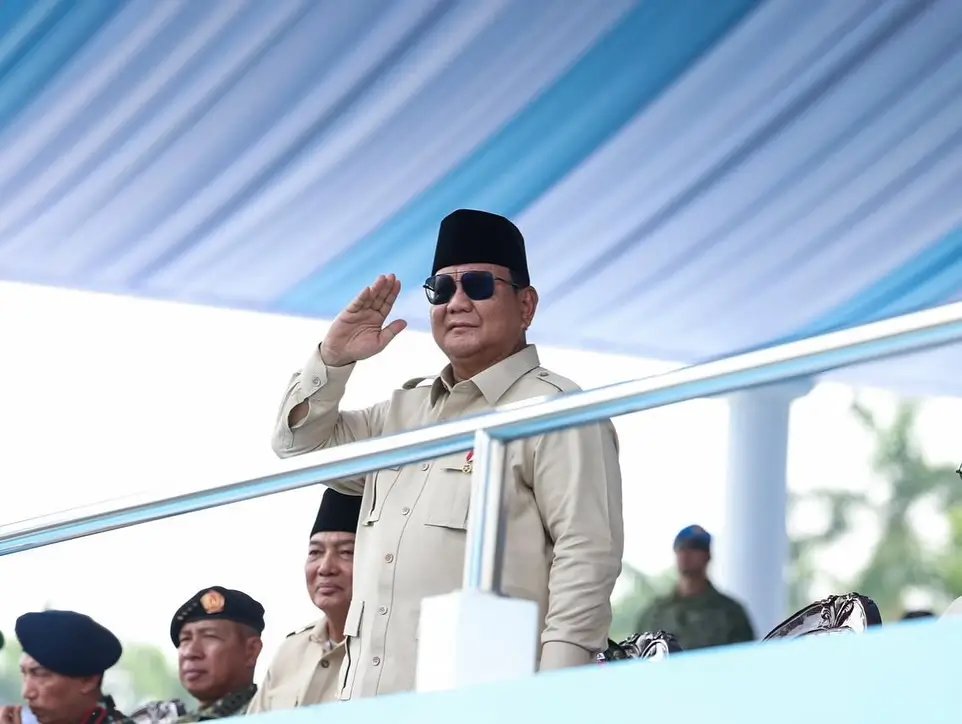 Presiden Prabowo Subianto berpidato pada peringatan HUT ke-80 TNI di Monas Jakarta, Minggu 5 Oktober 2025. (instagram.com/presidenrepublikindonesia)