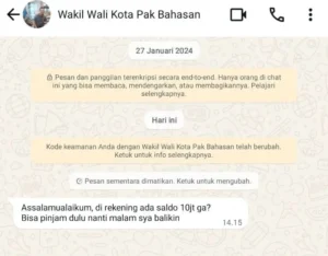 Salah satu tangkapan layar isi pesan yang dikirim pelaku peretasan.