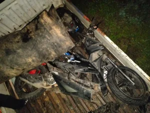 Kondisi motor rusak setelah kecelakaan akibat rem blong di Kubu Raya.