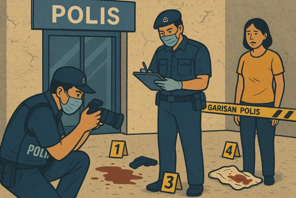 Ilustrasi polisi Malaysia menangani kasus kekerasan dalam rumah tangga di Sibu, Sarawak.