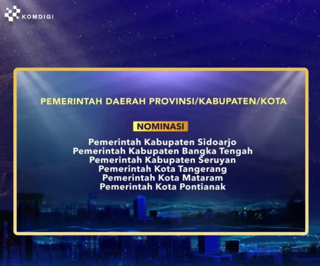 Pengumuman nominasi kategori media sosial Anugerah Media Humas yang digelar Kementerian Komdigi.