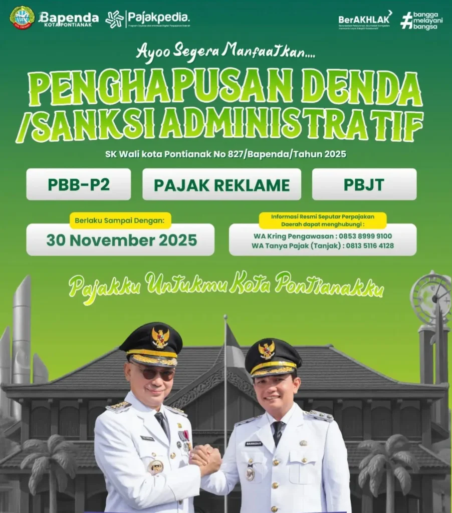 Flyer penghapusan denda/sanksi administratif PBB-P2, Pajak Reklame dan PBJT.