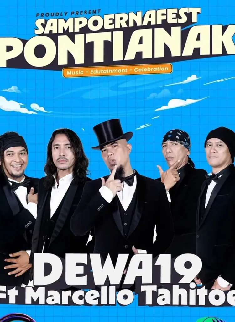 Poster konser SampoernaFest Pontianak 2026 yang menghadirkan Dewa 19, Juicy Luicy, dan The Changcuters.