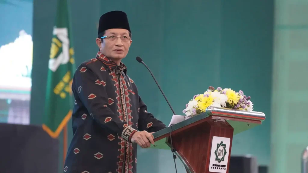 Menteri Agama Nasaruddin Umar saat memberikan sambutan pada persiapan Perayaan Natal Oikoumene 2025. (Dok. Kemenag)