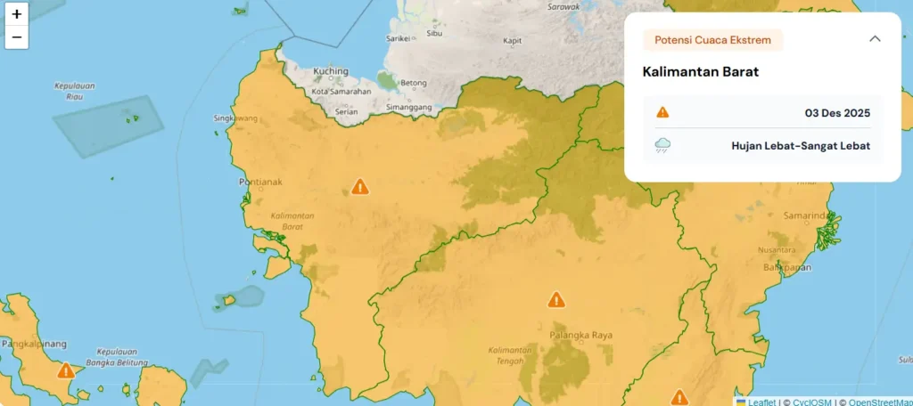 BMKG memantau prakiraan cuaca ekstrem di Kalimantan Barat. (BMKG Kalbar)