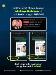 Flyer informasi yang menerangkan beredarnya informasi hoaks berkaitan pengobatan alternatif.