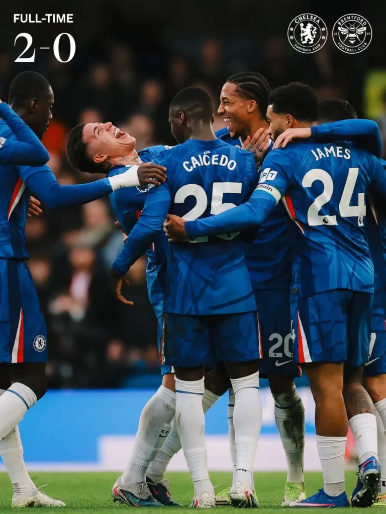Pemain Chelsea merayakan gol Joao Pedro ke gawang Brentford pada laga Premier League di Stamford Bridge. (instagram.com/chelseafc)