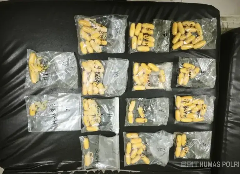 Pasutri asal Pakistan ditangkap petugas Bareskrim Polri dan Bea Cukai di Bandara Soekarno-Hatta terkait penyelundupan sabu. (Humas Polri)