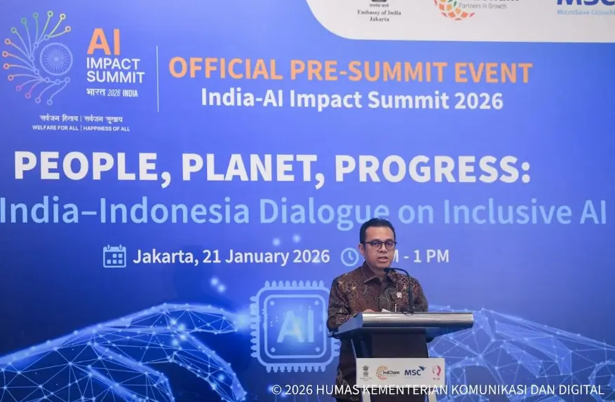 Wakil Menteri Komunikasi dan Digital Nezar Patria menyampaikan komitmen pemerintah dalam memperluas akses kecerdasan artifisial di Jakarta. (Komdigi)