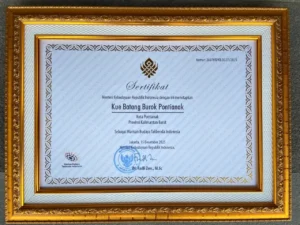 Sertifikat WBTb Kue Batang Burok Pontianak.