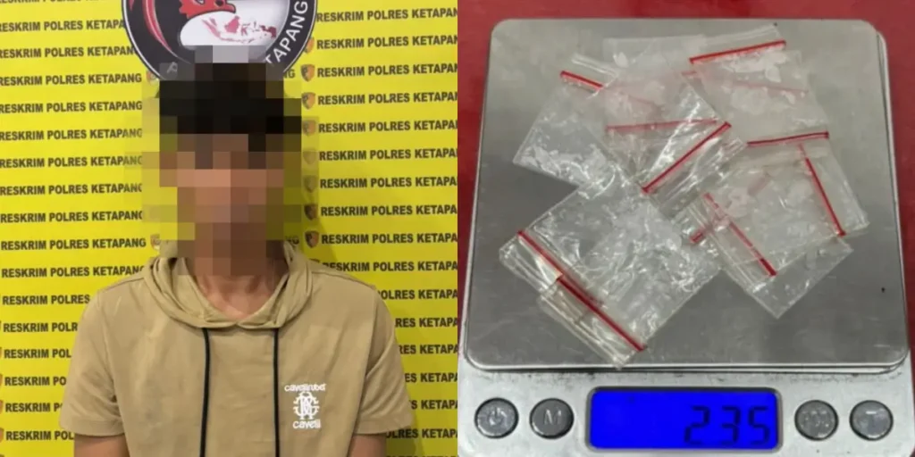 Polisi mengamankan barang bukti 13 paket sabu dari karyawan perusahaan di Ketapang.