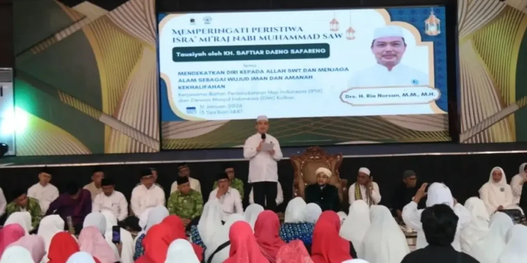 Gubernur Kalimantan Barat Ria Norsan menghadiri peringatan Isra Mikraj Nabi Muhammad SAW 2026 di Pendopo Gubernur Pontianak, Sabtu (31/1/2026).