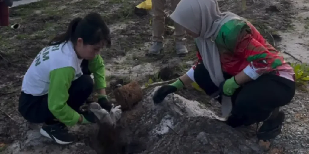 Wali Kota Singkawang menanam pohon di jalan akses Bandara Singkawang.