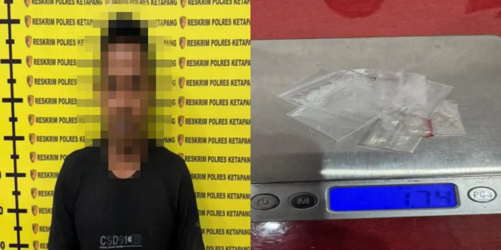 Tersangka kasus narkotika bersama barang bukti sabu yang diamankan Polsek Nanga Tayap Polres Ketapang.