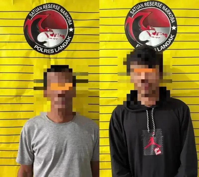 Polisi Polres Landak mengamankan dua terduga pengedar sabu di Dusun Dengoan Ngabang beserta barang bukti 1,18 gram.