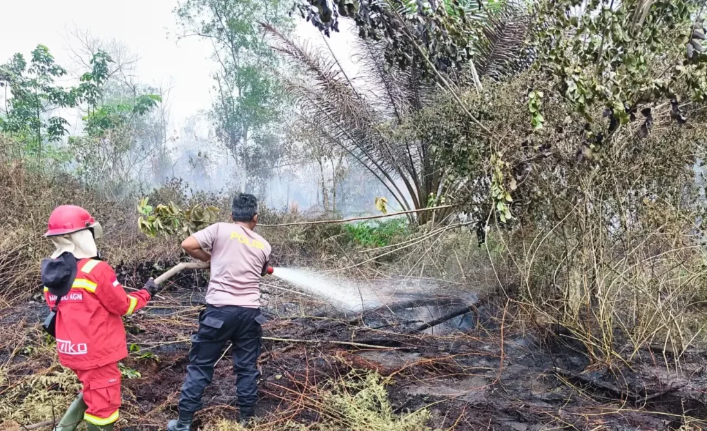 Tim gabungan melakukan pemadaman kebakaran lahan (karhutla) di wilayah Kubu Raya Kalimantan Barat, (25/3/2026).