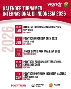 Kalender jadwal pertandingan badminton internasional Pontianak 2026.