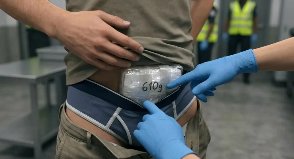 Ilustrasi - Petugas kepolisian mengamankan mahasiswa yang menyelundupkan sabu di Bandara Supadio Kubu Raya.