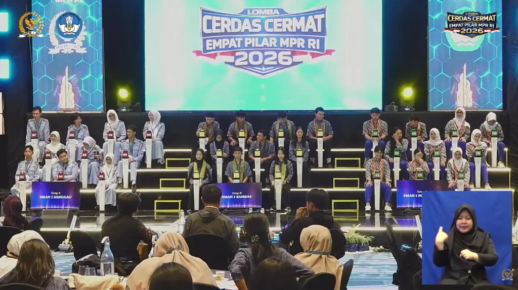 Suasana pelaksanaan Lomba Cerdas Cermat Empat Pilar MPR RI 2026 tingkat Kalimantan Barat.