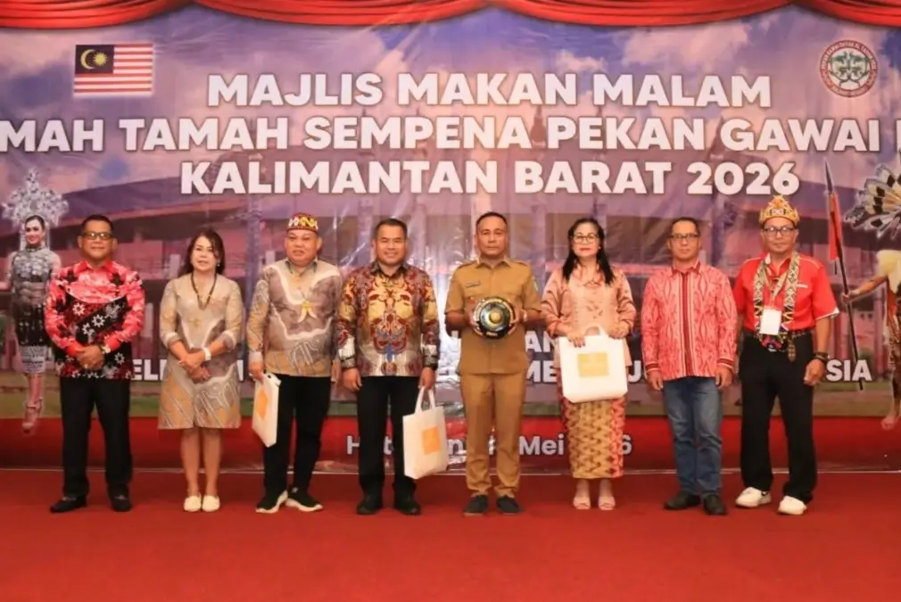 Wagub Kalbar Krisantus Kurniawan menghadiri jamuan bersama Delegasi Anak Borneo Semenanjung Malaysia di Pekan Gawai Dayak ke-40 di Hotel Kini Pontianak, Senin (18/5/2026).