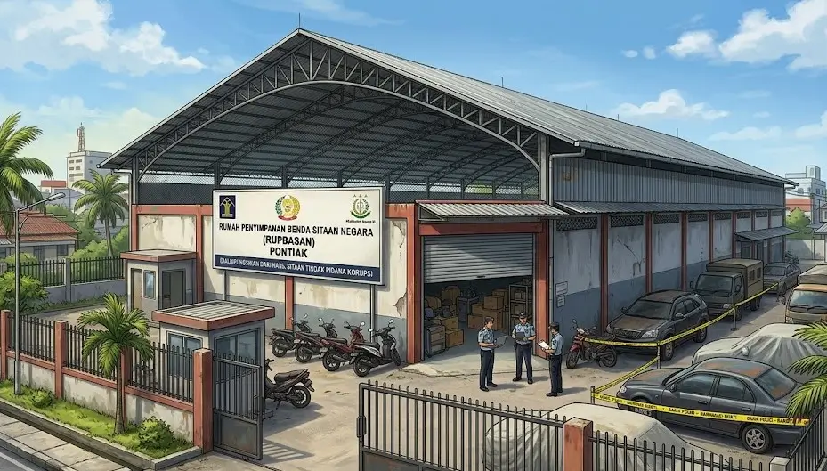 Ilustrasi - Bangunan lapangan futsal hasil sitaan korupsi yang dialihfungsikan menjadi Rumah Penyimpanan Benda Sitaan Negara di Pontianak.
