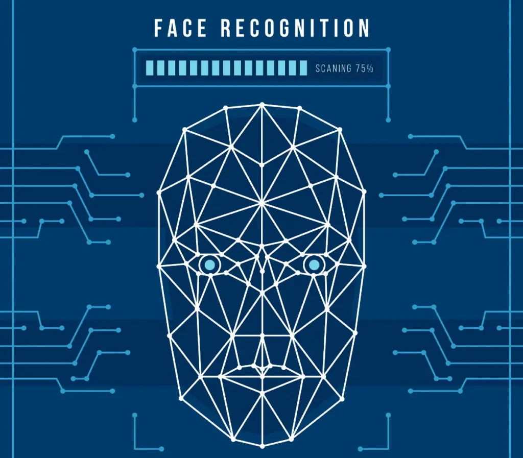 Ilustrasi registrasi kartu SIM baru menggunakan teknologi biometrik face recognition melalui pemindaian wajah.