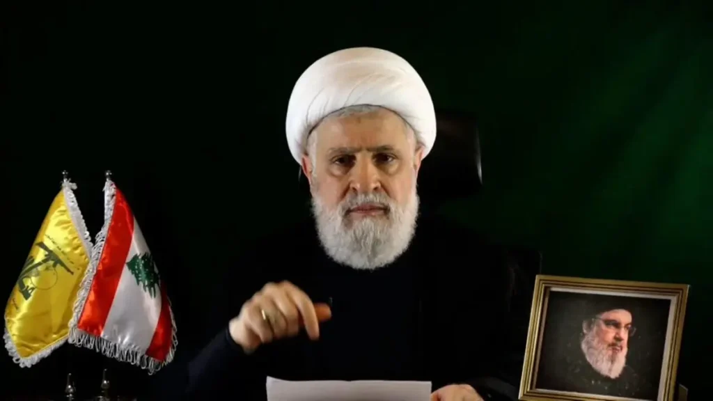 Naim Qassem terkait penolakan gencatan senjata Amerika Serikat dalam konflik Lebanon–Israel.