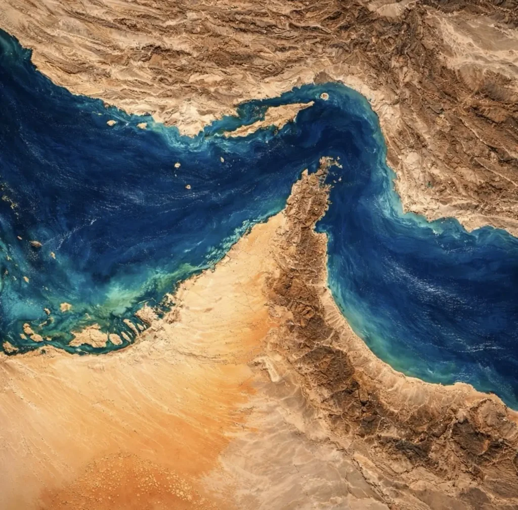 Ilustrasi - Selat Hormuz di tengah ketegangan geopolitik AS dan Iran.