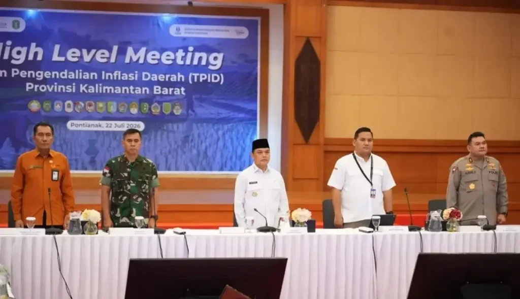 Gubernur Kalimantan Barat Ria Norsan memimpin High Level Meeting Pengendalian Inflasi Semester II Tahun 2026 di Kantor Perwakilan Bank Indonesia Provinsi Kalimantan Barat, Pontianak.