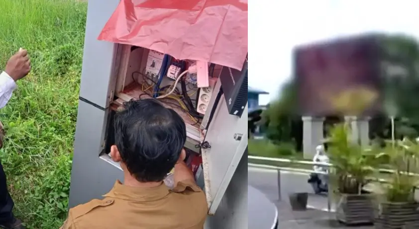 Videotron Pemkab Melawi di Bundaran Nanga Pinoh yang diduga diretas.