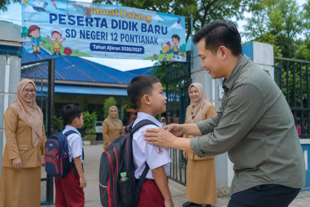Dinas Pendidikan dan Kebudayaan Kota Pontianak mengimbau para ayah untuk mengantar anaknya di hari pertama sekolah.
