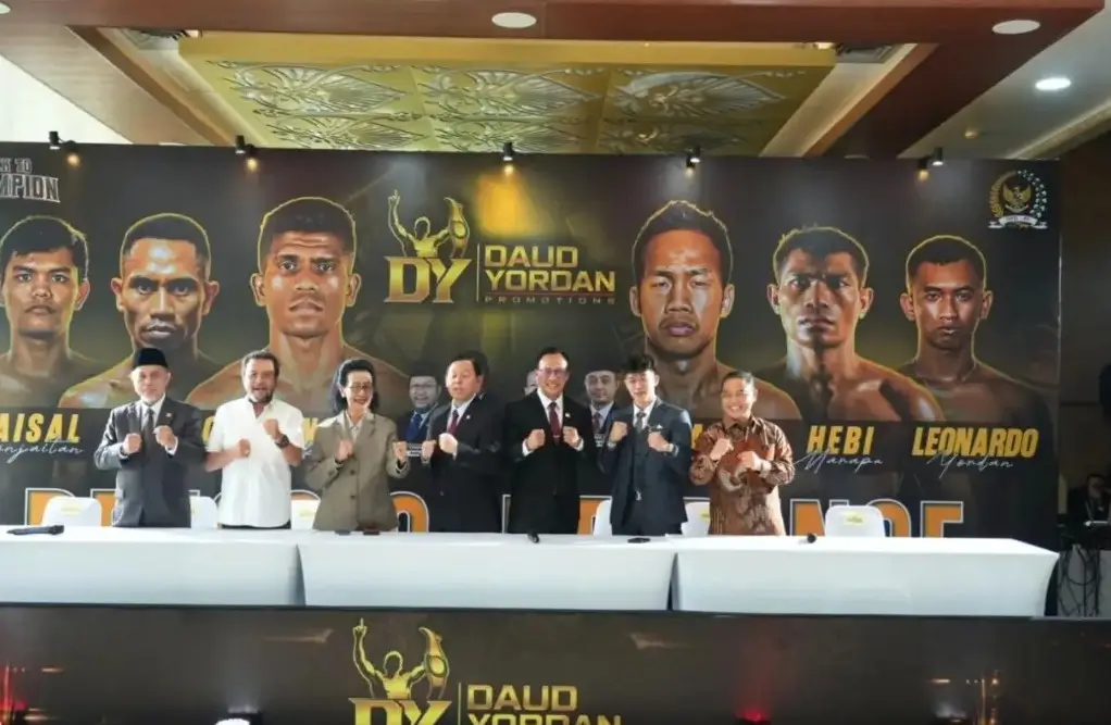 Konferensi pers Back to Champion 2026 terkait comeback Daud Yordan di Pontianak pada 10 Oktober 2026.