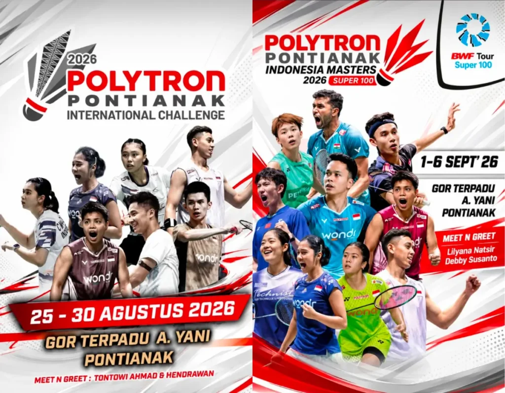 Dua turnamen bulu tangkis internasional di GOR Terpadu Ahmad Yani Pontianak pada Agustus hingga September 2026.