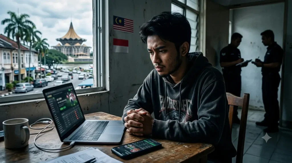 Ilustrasi AI- WNI 19 tahun terlibat kasus judi online di Sarawak, Malaysia.