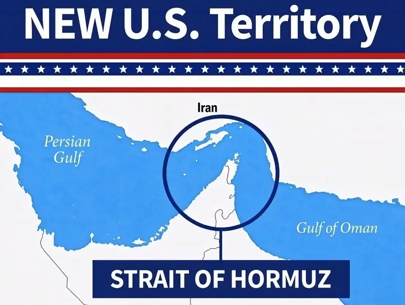 Donald Trump mengunggah peta Selat Hormuz yang ditandai sebagai wilayah Amerika Serikat.
