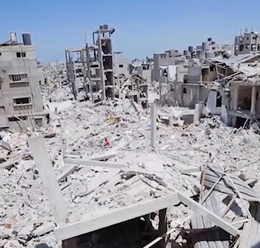 Kerusakan bangunan di Rafah, Gaza, setelah serangan dalam konflik Israel-Palestina. (Foto: x.com/MedicalAidPal)