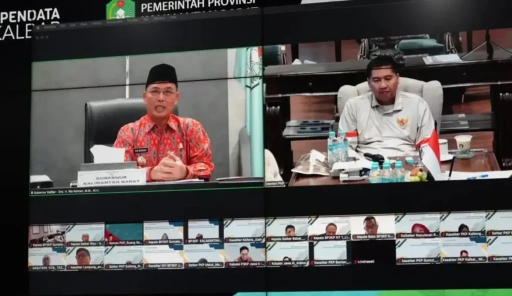 Gubernur Kalbar Ria Norsan mengikuti rakor pembangunan perumahan dan mengusulkan BSPS bagi warga terdampak karhutla.