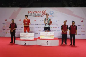 Wali Kota Pontianak Edi Rusdi Kamtono bersama juara Indonesia Masters 2026 di GOR Terpadu A Yani.