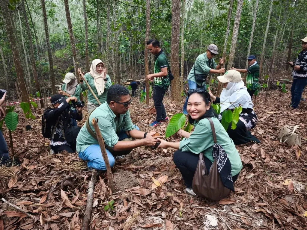 Delegasi Untan menanam 100 bibit engkabang jantong di Hutan Simpan Sabal, Sarawak. (Foto: Suara Sarawak)