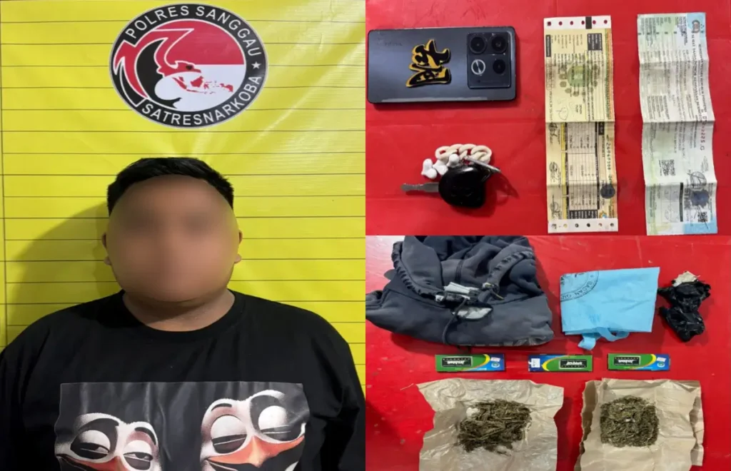 Polisi mengamankan barang bukti ganja seberat 23,27 gram dalam pengungkapan penyelundupan narkotika di Entikong, Kabupaten Sanggau. (Foto: Res-Sgu)