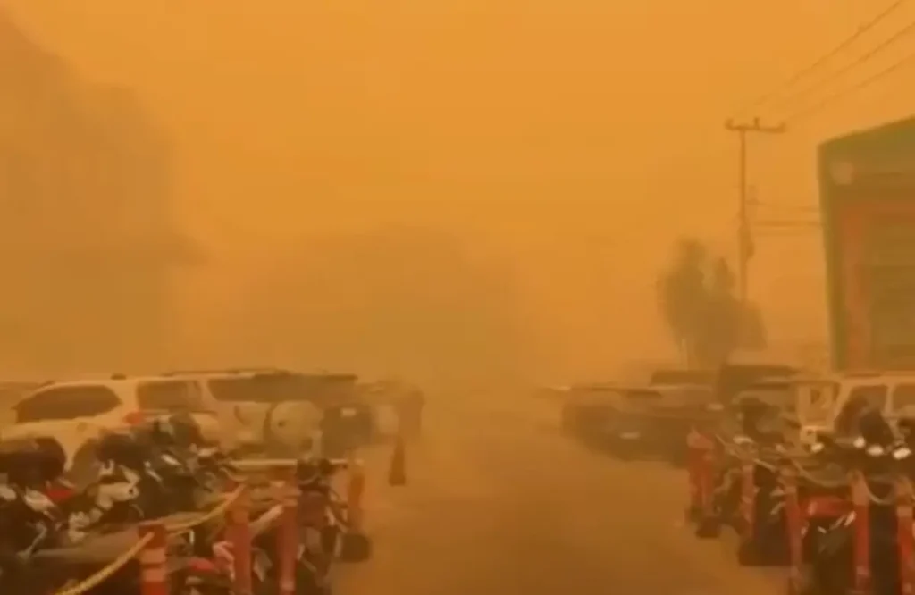 Kabut asap akibat karhutla Indonesia menyebabkan polusi udara di Dili, Timor Leste, hingga pemerintah meliburkan sekolah selama tiga hari. (Foto: x.com/NaraSenyap)