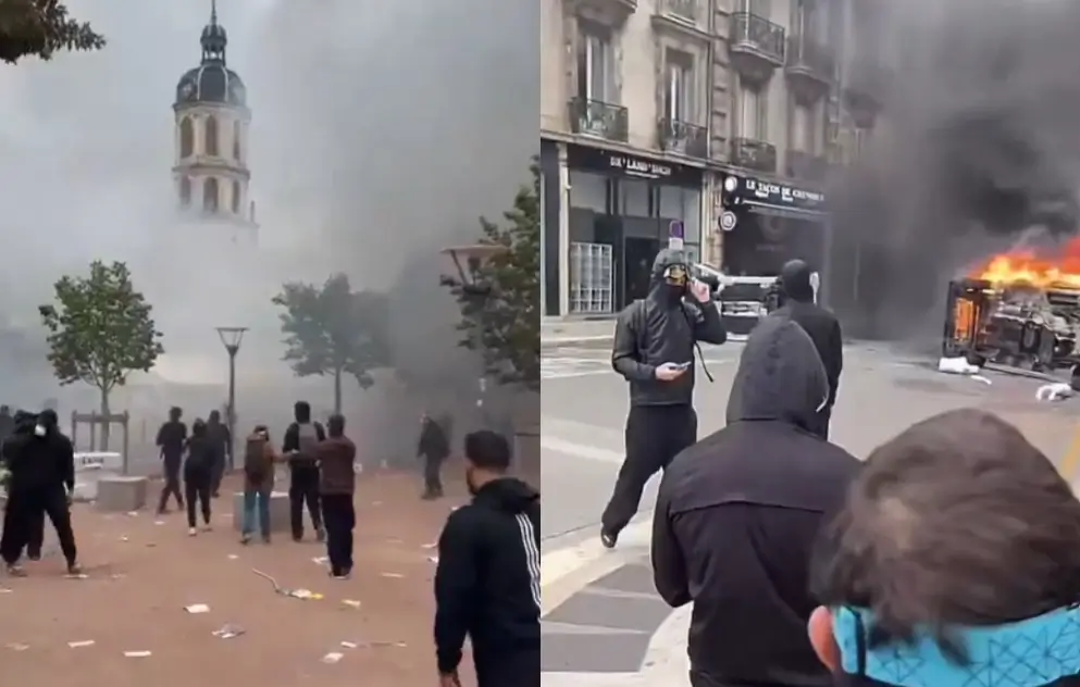 Kerusuhan di Prancis saat demonstrasi menentang kenaikan biaya hidup di Paris. (Foto: x.com/shafeKoreshe)