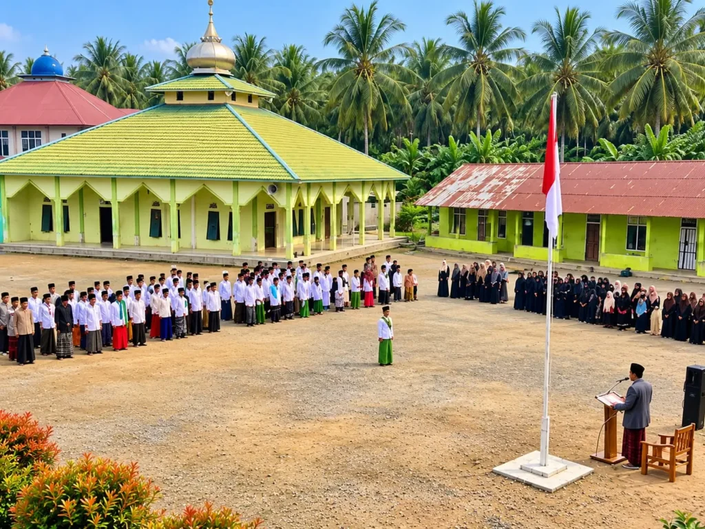 Upacara peringatan Hari Santri di Ponpes Darut Thalibin, Peniraman, Kabupaten Mempawah.